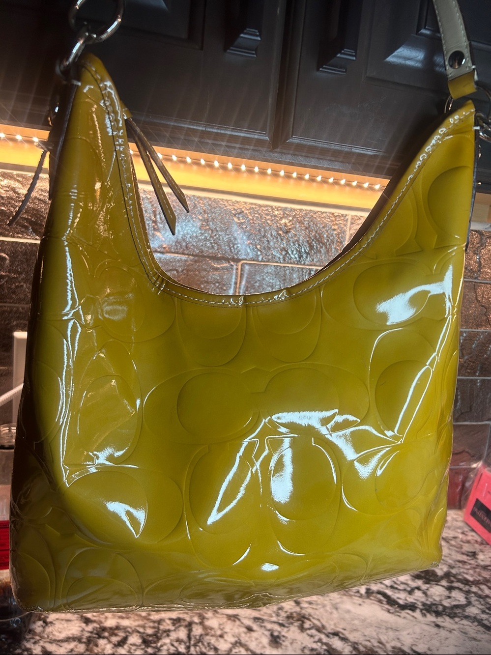 Coach Patent Hobo Bag in Mustard Yellow